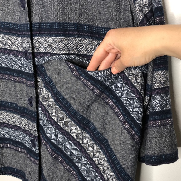 Woolrich Lagenlook Button Down Top Blue Size M - Picture 7 of 11